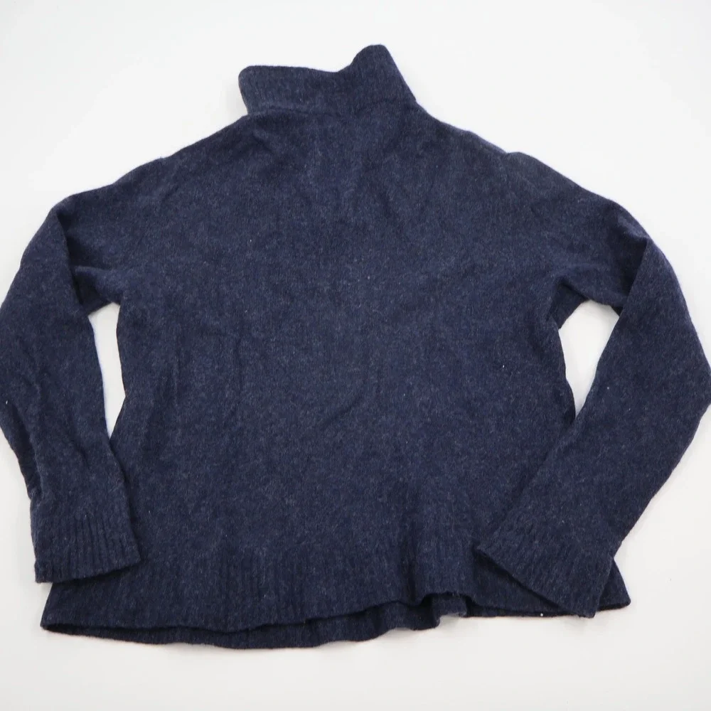 J.Crew Quarter Zip Sweater Mens Medium Navy Blue Merino Wool Blend Pullover
